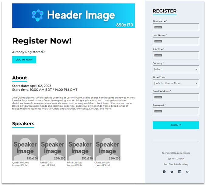 Bright Registration Page